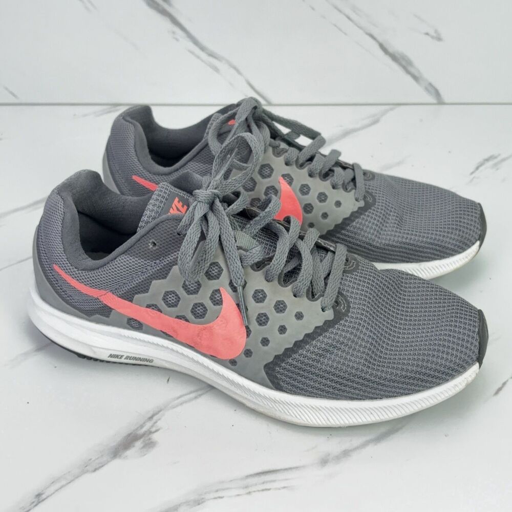Nike Womens Size 7.5 Downshifter 7 Grey Lava Glow Wide Sneakers 881585-001 Shoes